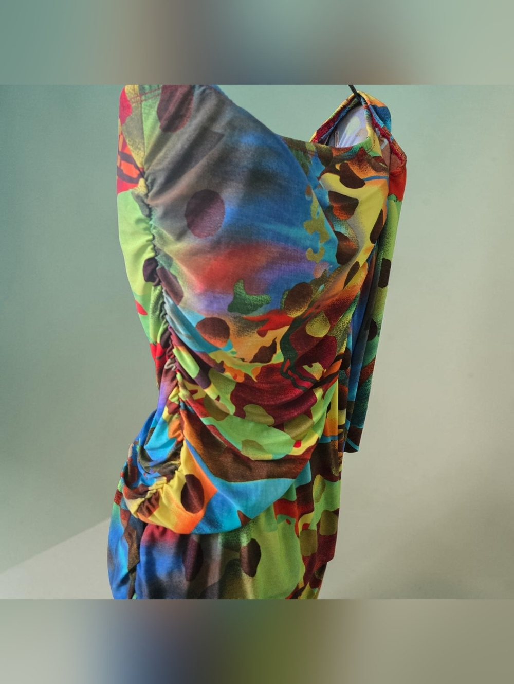 Diva Blue Multi-color One Shoulder Plus-Size Top Size 2x - Runs Small - Picture 3 of 6